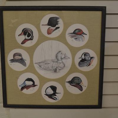 Judy Moos Elton Pencil Drawing & 8 Duck Prints All Signed & Numbered