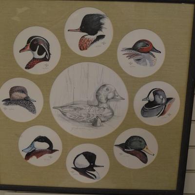 Judy Moos Elton Pencil Drawing & 8 Duck Prints All Signed & Numbered