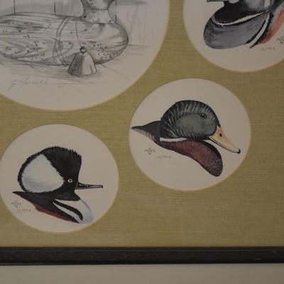 Judy Moos Elton Pencil Drawing & 8 Duck Prints All Signed & Numbered