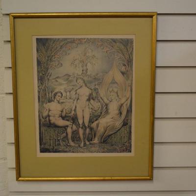 Framed & Matted The Archangel Raphael w/ Adam & Eve Print