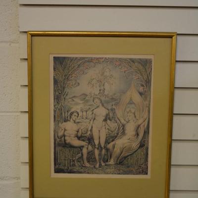 Framed & Matted The Archangel Raphael w/ Adam & Eve Print