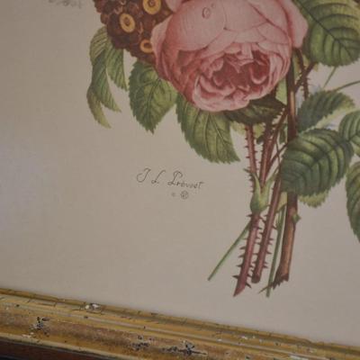 Framed JL Prevost French Floral Print Measures 22"x19.25"