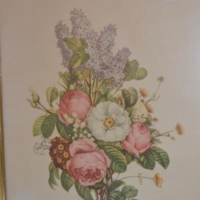 Framed JL Prevost French Floral Print Measures 22"x19.25"