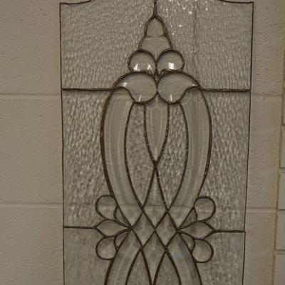 Leaded Glass Door Window Piece Measures 35.25"x13"