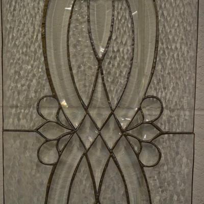 Leaded Glass Door Window Piece Measures 35.25"x13"