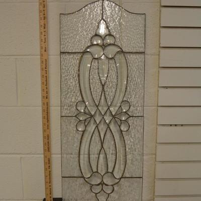 Leaded Glass Door Window Piece Measures 35.25"x13"