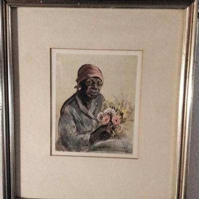 Elizabeth O'Neill Verner (1883-1979) Flower Women of Charleston - Set of 4 Prints Framed and Matted