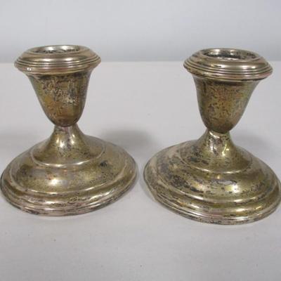 Pair Of Empire Sterling Weighted Candle Holders