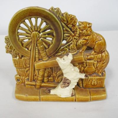 Vintage McCoy Planter Spinning Wheel Scotty Dog & Cat