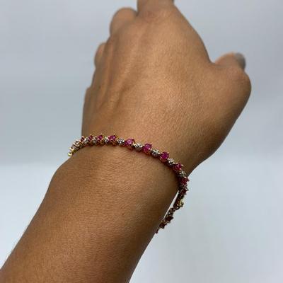 Ruby Colored Stone Jewelry incl 14K Bracelets (B3-KW)