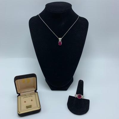 Ruby Colored Stone Jewelry incl 14K Bracelets (B3-KW)