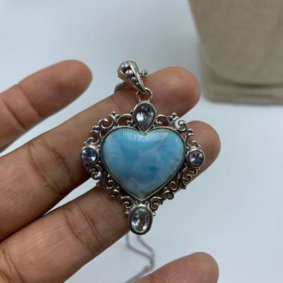 Larimar Stone Jewelry Sets with SARDA Stamped 925 Pendants (B3-KW)
