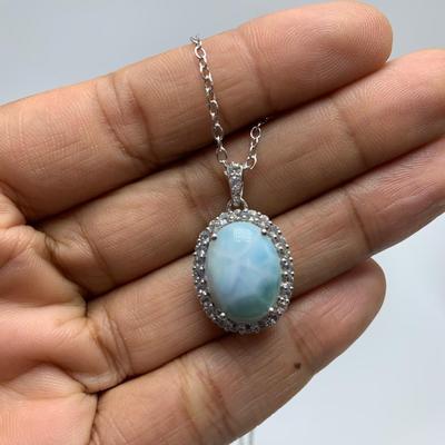 Larimar Stone Jewelry Sets with SARDA Stamped 925 Pendants (B3-KW)