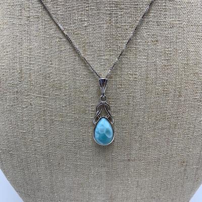Larimar Stone Jewelry Sets with SARDA Stamped 925 Pendants (B3-KW)