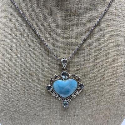 Larimar Stone Jewelry Sets with SARDA Stamped 925 Pendants (B3-KW)