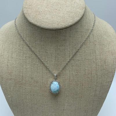 Larimar Stone Jewelry Sets with SARDA Stamped 925 Pendants (B3-KW)