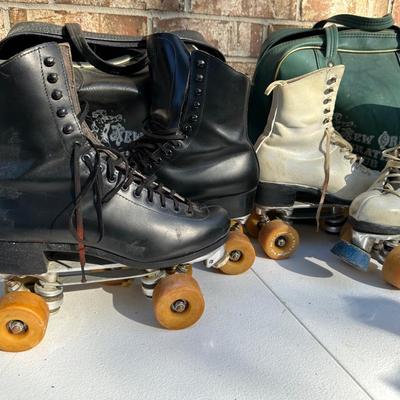 (3) Vintage Roller Skates W/ (2) New Orleans Skating Club Bags