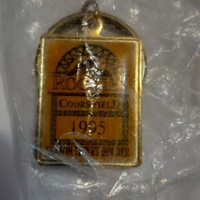 Rockies 1995 Coors Field ball, Rockies opening day scorecard magazine, collectors' pins and large matted ticket.