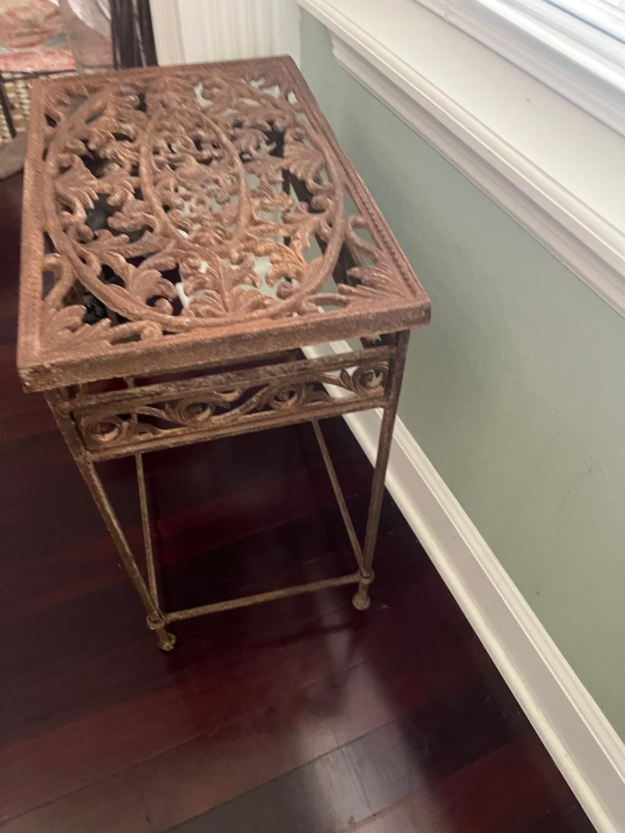 3 cast iron tables