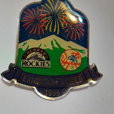 Colorado Rockies Cased commemorative Season ticket cased wooden baseball land two collectible pins