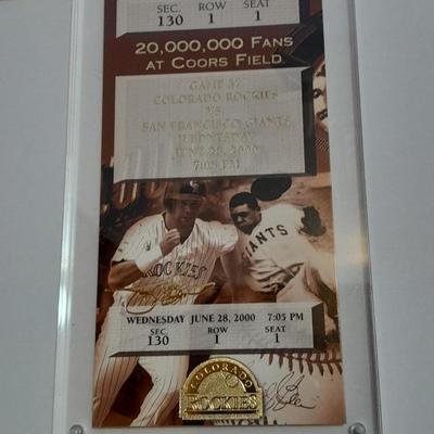 Colorado Rockies Cased commemorative Season ticket cased wooden baseball land two collectible pins