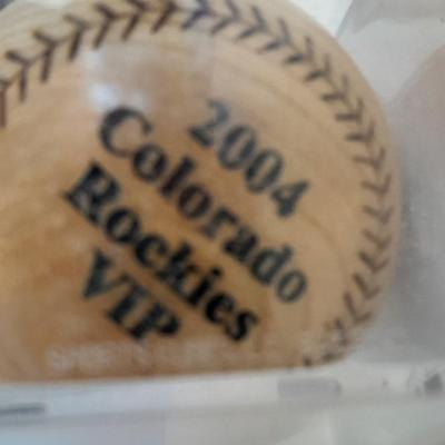 Colorado Rockies Cased commemorative Season ticket cased wooden baseball land two collectible pins