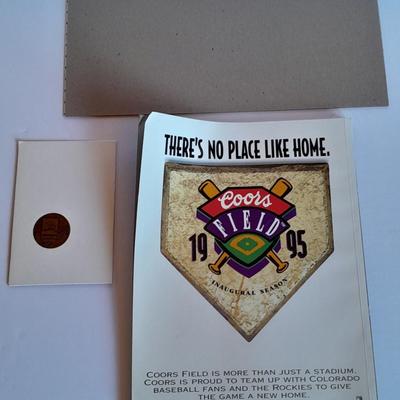 Colorado Rockies Opening Day 1995 Rockies vs Mets matted ticket with scorecard magazine and 1996 Coin
