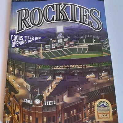 Colorado Rockies Opening Day 1995 Rockies vs Mets matted ticket with scorecard magazine and 1996 Coin