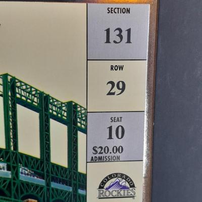 Colorado Rockies Opening Day 1995 Rockies vs Mets matted ticket with scorecard magazine and 1996 Coin