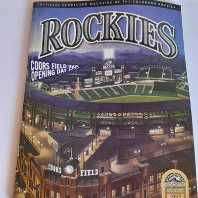 Colorado Rockies Opening Day 1995 Rockies vs Mets matted ticket with scorecard magazine and 1996 Coin