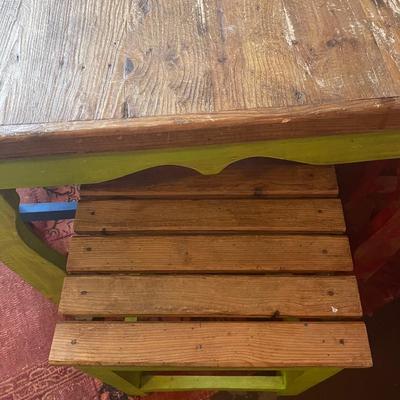 Rustic square table with 4 stool style chairs