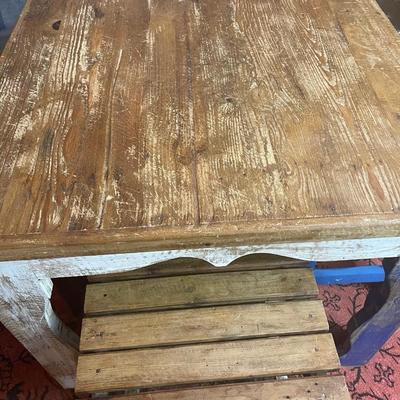 Rustic square table with 4 stool style chairs