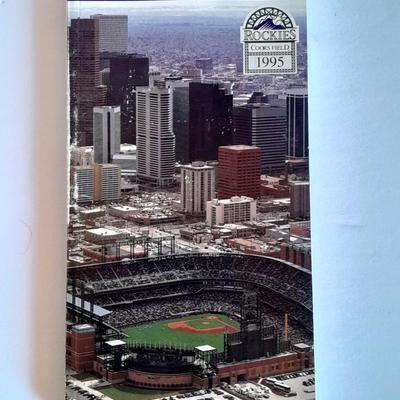 Colorado Rockies two cased tickets Opening Day 1995 Rockies VS Phiillies with Rockies 1993 media Guide.