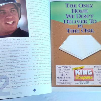 Colorado Rockies Larry Walker holographic card, 1994 opening day and final day matted art, and scorecard magazine