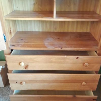 Wood two door display Chest with three drawered storage Made in USA