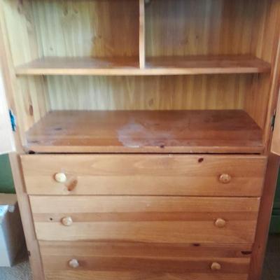 Wood two door display Chest with three drawered storage Made in USA