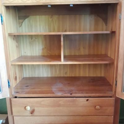 Wood two door display Chest with three drawered storage Made in USA