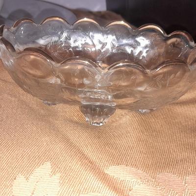 Teleflora Covered Serving Bowl w/Stand, Dansk platter, and Crystal Galway Ireland vintage salt and pepper shakers