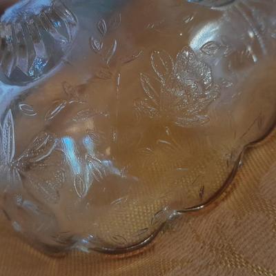 Teleflora Covered Serving Bowl w/Stand, Dansk platter, and Crystal Galway Ireland vintage salt and pepper shakers