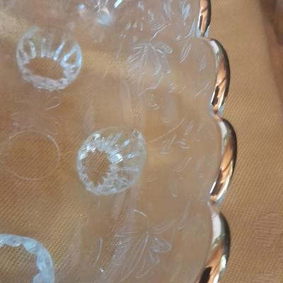 Teleflora Covered Serving Bowl w/Stand, Dansk platter, and Crystal Galway Ireland vintage salt and pepper shakers