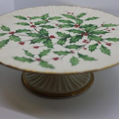 LENOX Holiday Set - (1) Dessert Stand, (1) Stainless Dessert Knife & (2) Servers, (2) Candle Holders, (13) Dessert/Salad Plates