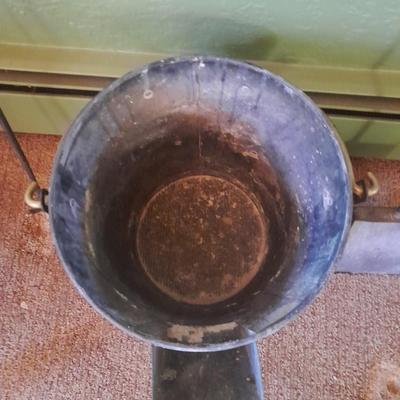 Lidded Ash bucket with fireplace tools and long matches