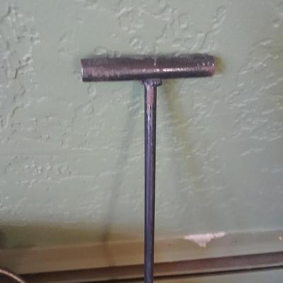 Lidded Ash bucket with fireplace tools and long matches