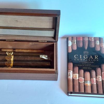 Woodsmen Wooden Cigar Humidor Box with cigar companion book