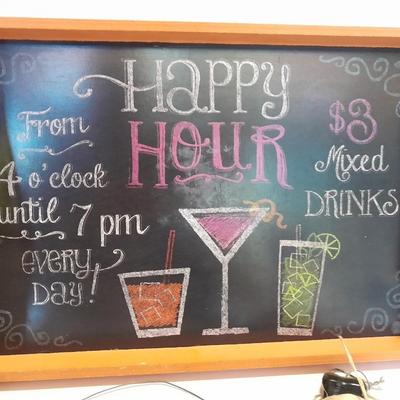 Real women don't cry, they Wine! Happy Hour chalk art tray / sign, and an assortment of wine themed decor