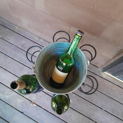 Wrought Iron Wine stand holder with ice bucket Perfect for the house or Patio!