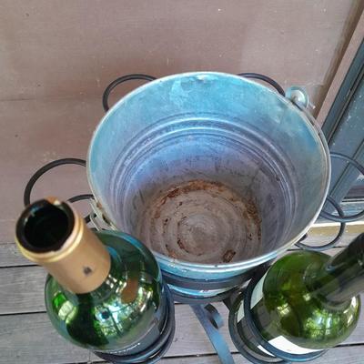 Wrought Iron Wine stand holder with ice bucket Perfect for the house or Patio!
