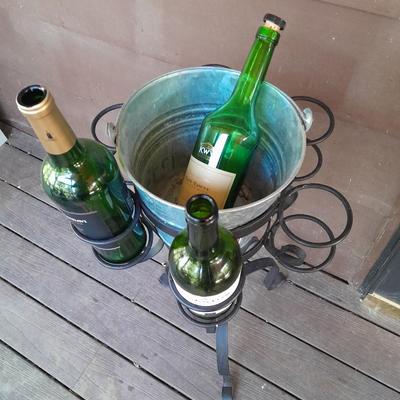 Wrought Iron Wine stand holder with ice bucket Perfect for the house or Patio!