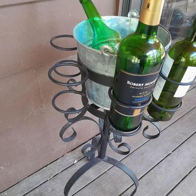Wrought Iron Wine stand holder with ice bucket Perfect for the house or Patio!