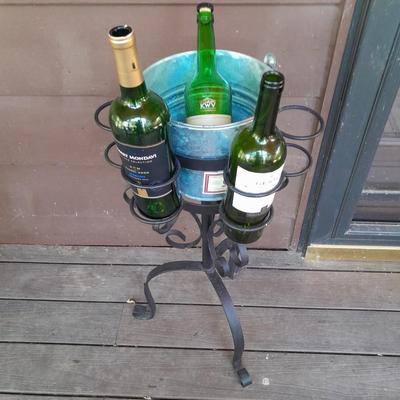 Wrought Iron Wine stand holder with ice bucket Perfect for the house or Patio!